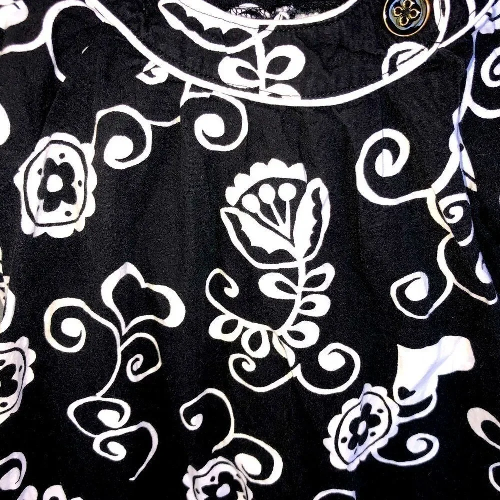 𝅺nwot Girls 18M Savannah Black/White Floral Blouse